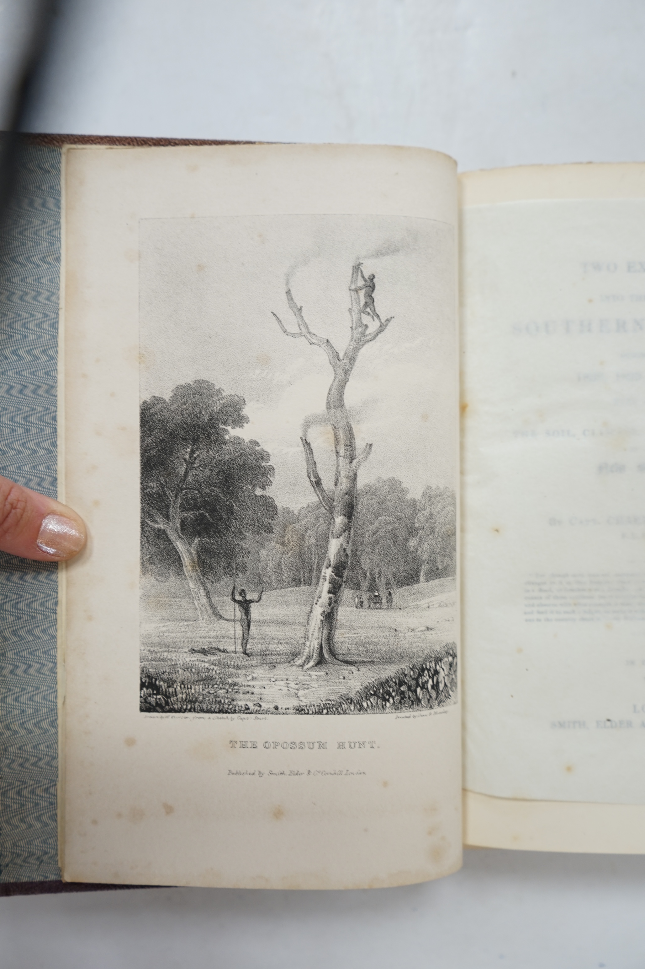 Sturt, Captain Charles - Two Expeditions into the Interior of Southern Australia ... with Observations on ... the Colony of New South Wales. 1st edition, 2 vols. 14 lithographed plates (4 of birds hand coloured), a chart